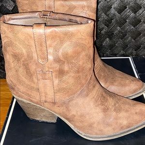 Brown ankle cowboy boots